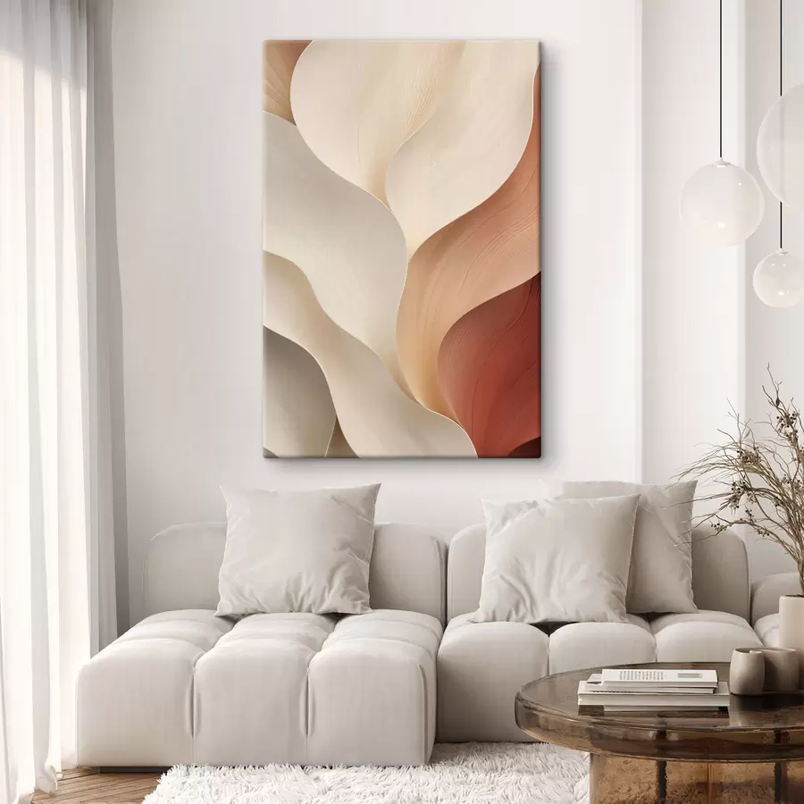 wall murals Abstract shapes with smooth, flowing lines in shades of cream and beige s49489