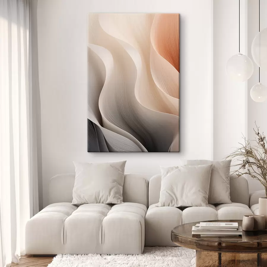 wall murals Abstract translucent textures in shades of peach, cream and gray s49493