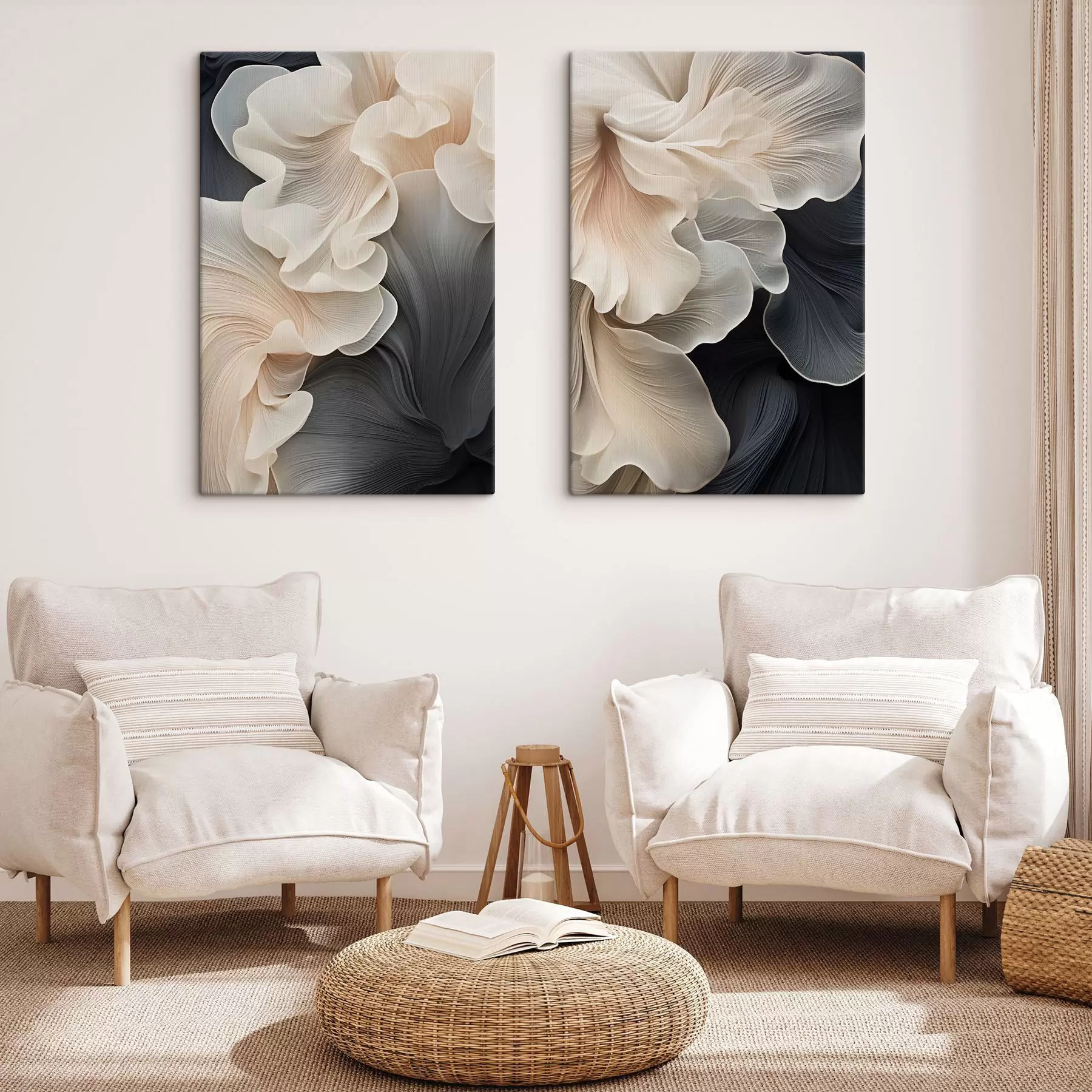 wall murals Abstract flowing organic shapes with delicate, translucent textures m30572
