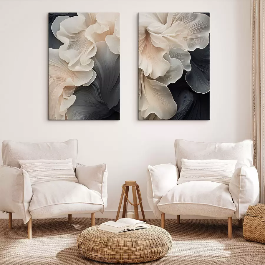wall murals Abstract flowing organic shapes with delicate, translucent textures m30572