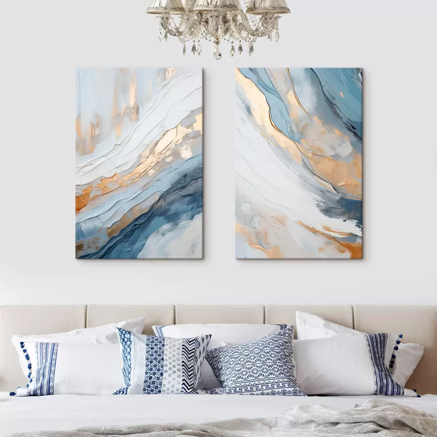 wall murals Abstract painterly effect with flowing lines of blue, textured art m30573