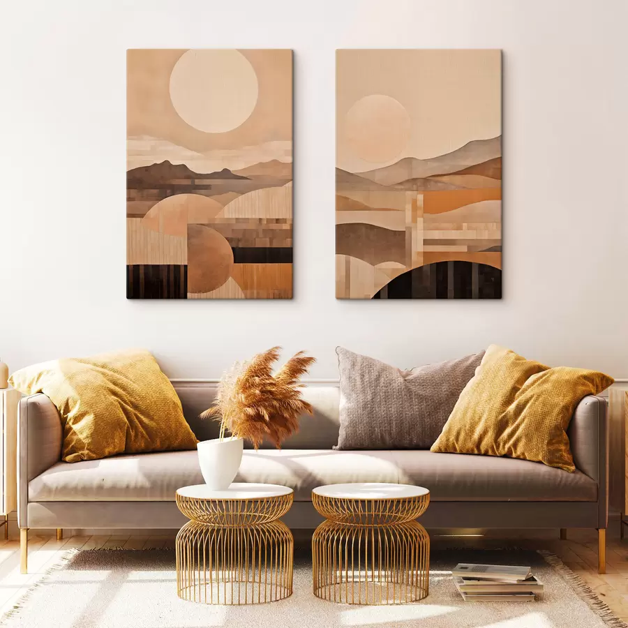 wall murals An abstract geometric composition with circles, rectangles and vertical lines m30578