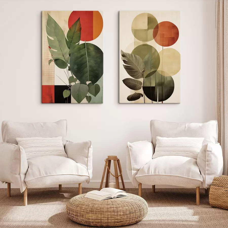 wall murals Abstract shapes with smooth, flowing lines in shades of cream and beige m30581