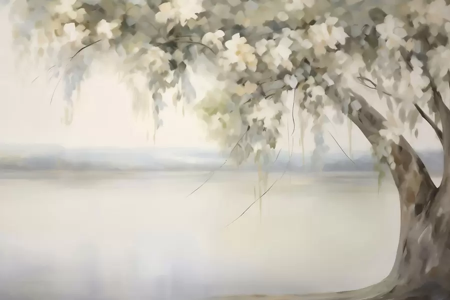 Wall Mural Photo Wallpaper Tree by the lake imitation painting w05670