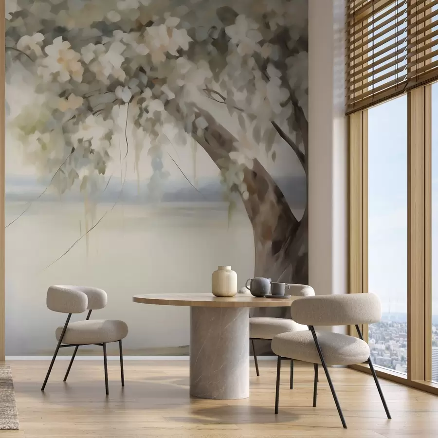 Wall Mural Photo Wallpaper Tree by the lake imitation painting w05670