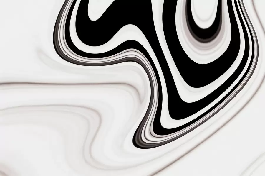 murales Mural abstracto con ondulaciones fluidas en blanco y negro, de estilo minimalista moderno w09877