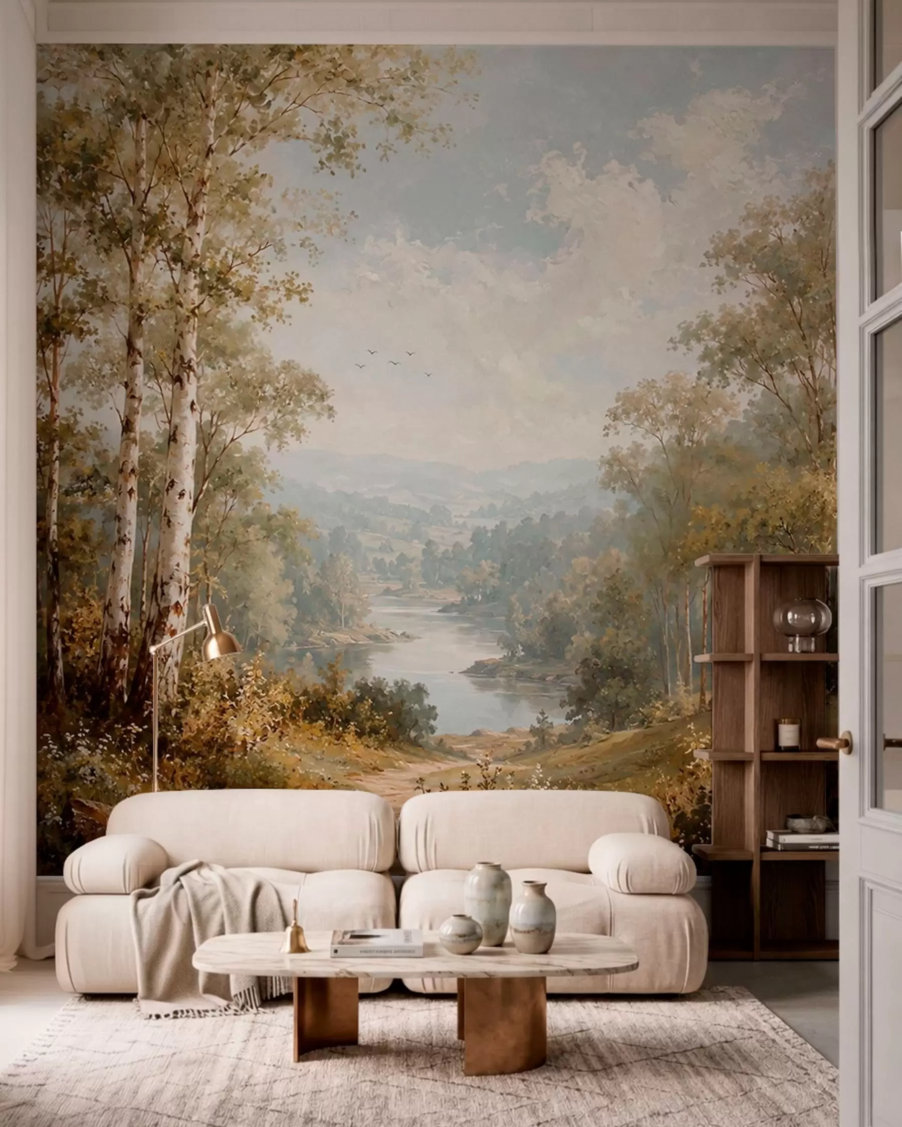 wall murals Birches along the Riverbank w05685