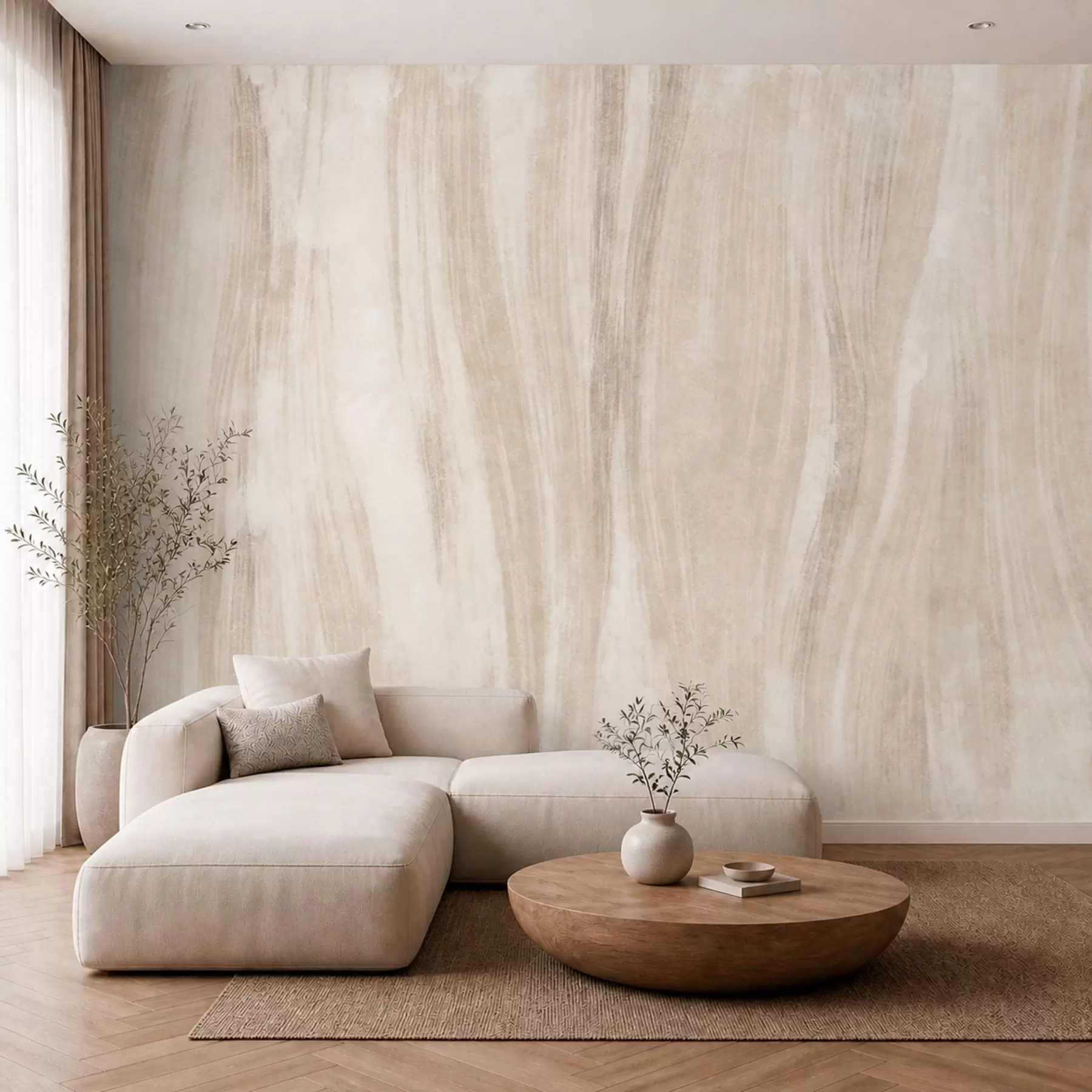 peintures murales Une texture abstraite légère, avec de douces transitions verticales dans des tons crème w05686