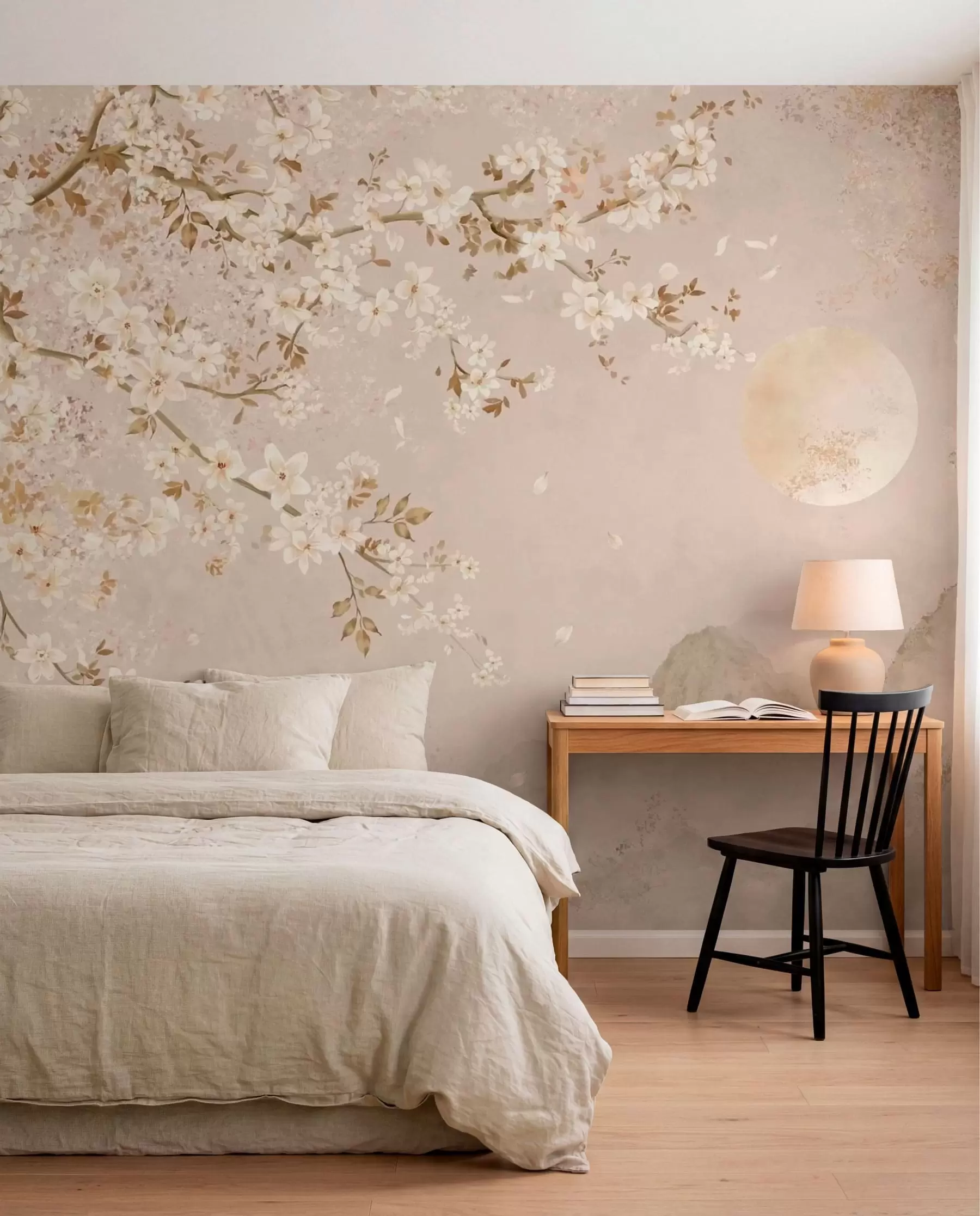 Wall Mural Photo Wallpaper Blossom and a Pale Moon w05695