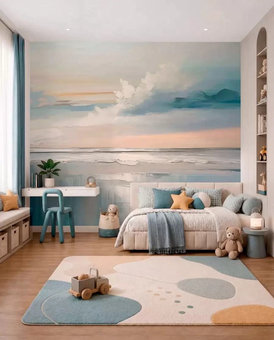 Wall Mural Photo Wallpaper Peach Sky over the Sea w05687