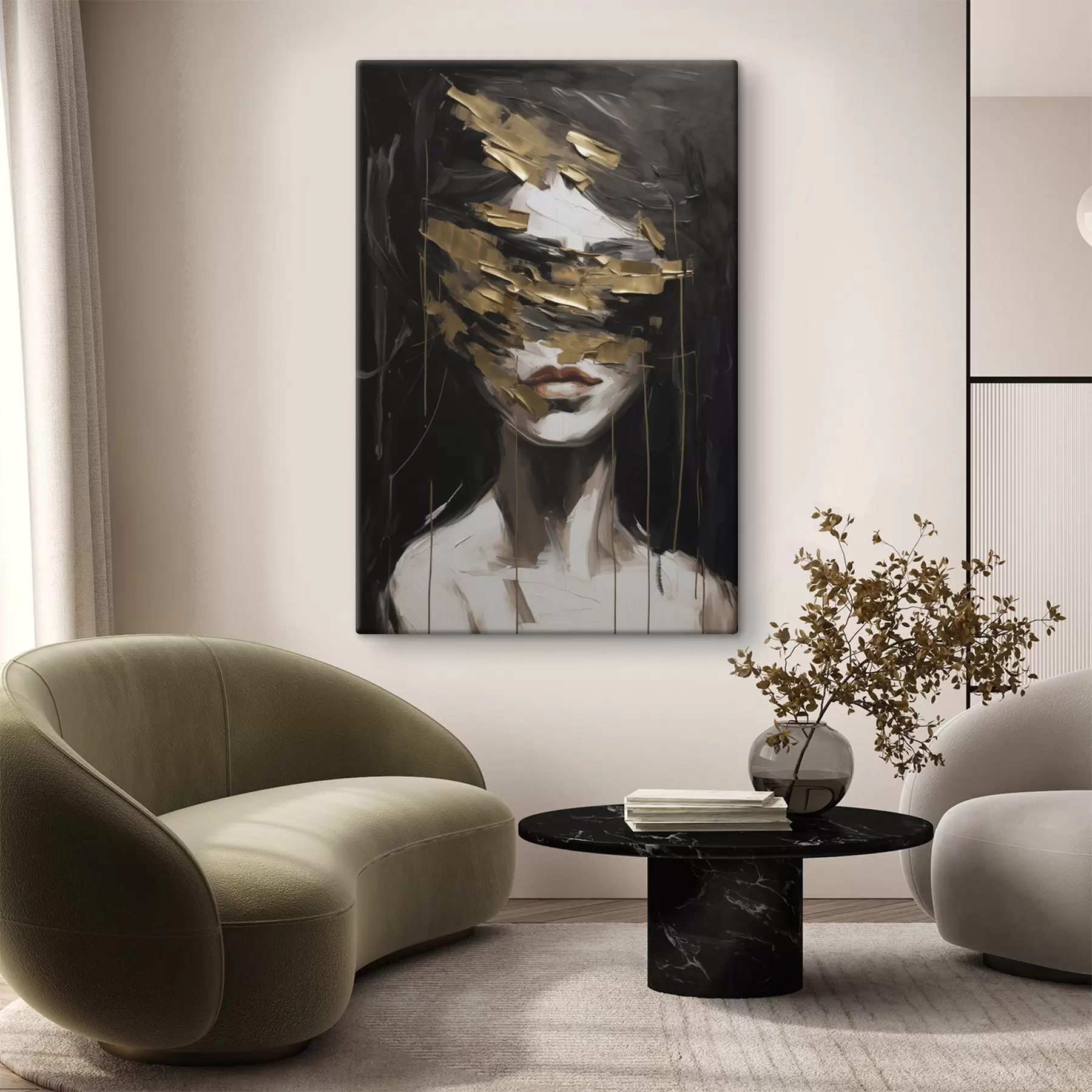 wall murals Abstract female portrait imitation of painting s49506