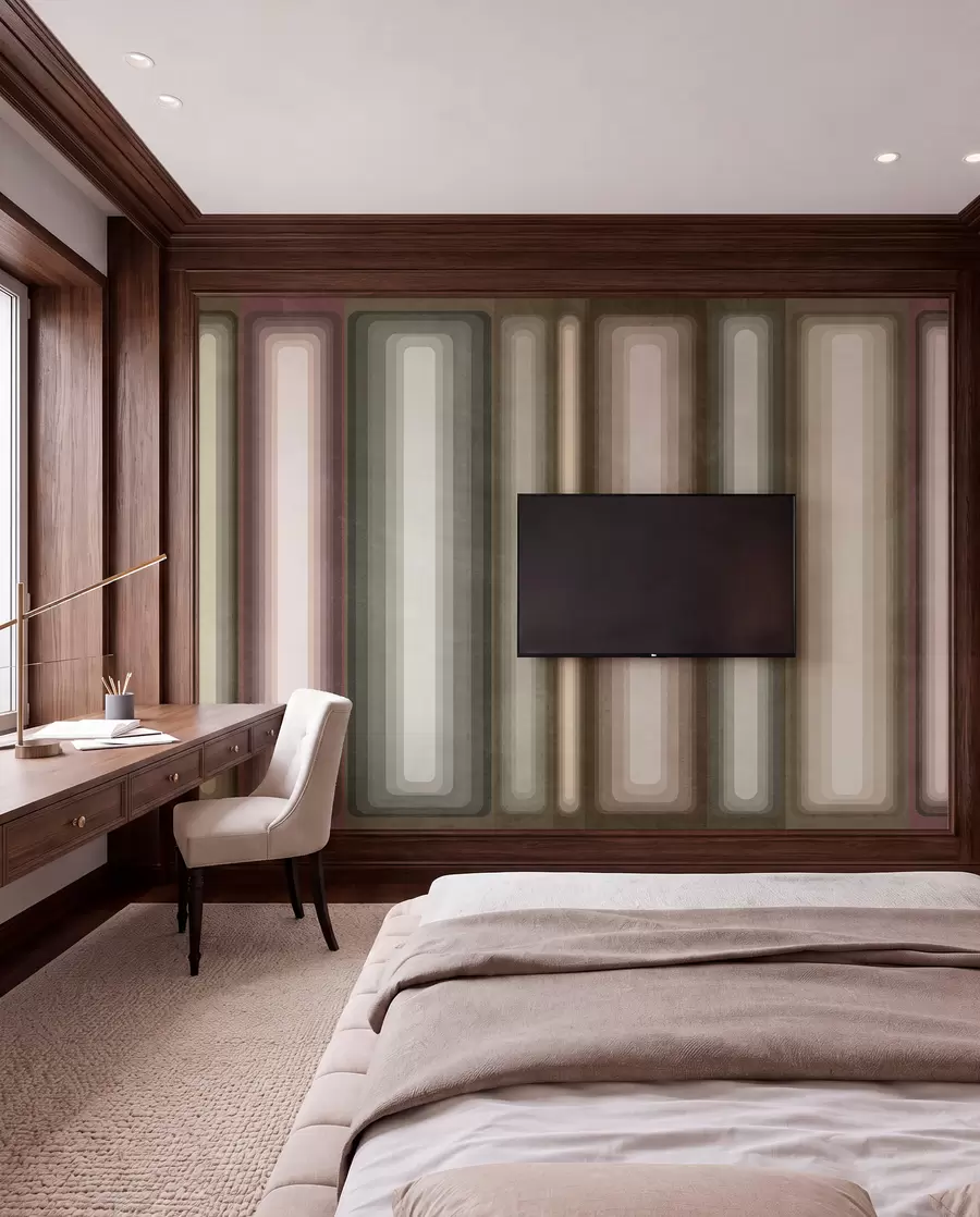 Wall Mural Photo Wallpaper Textured abstract vertical rounded rectangles in muted tones of brown, beige and pale pink w09905