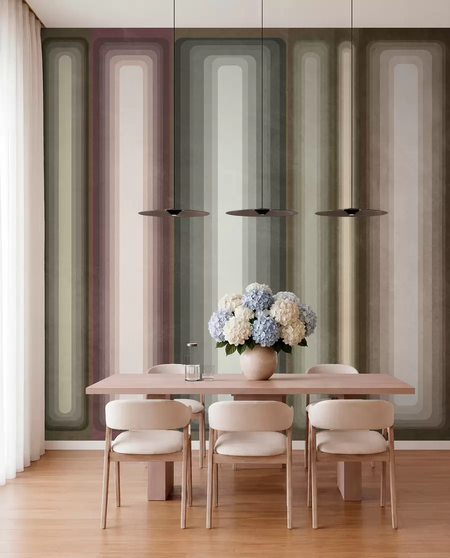 Wall Mural Photo Wallpaper Textured abstract vertical rounded rectangles in muted tones of brown, beige and pale pink w09905