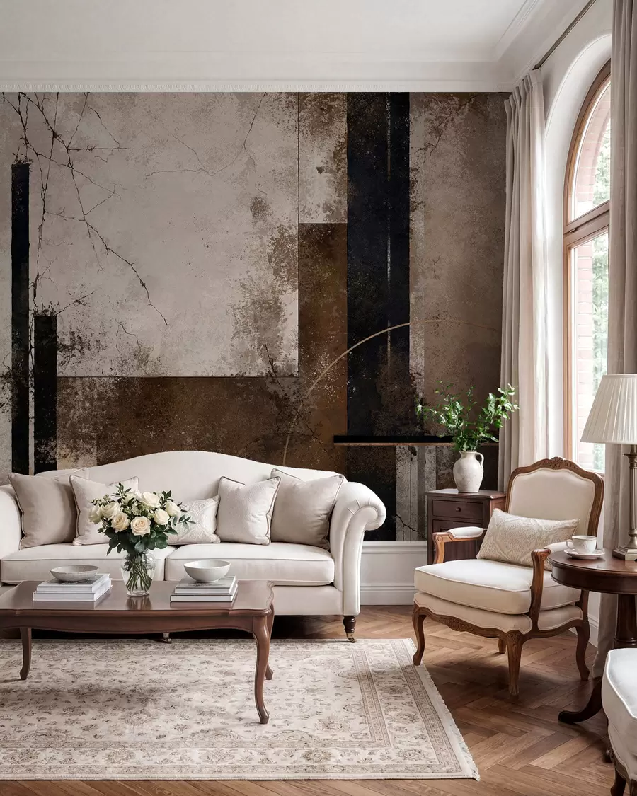 peintures murales Composition abstraite avec des lignes sombres et des textures w05541