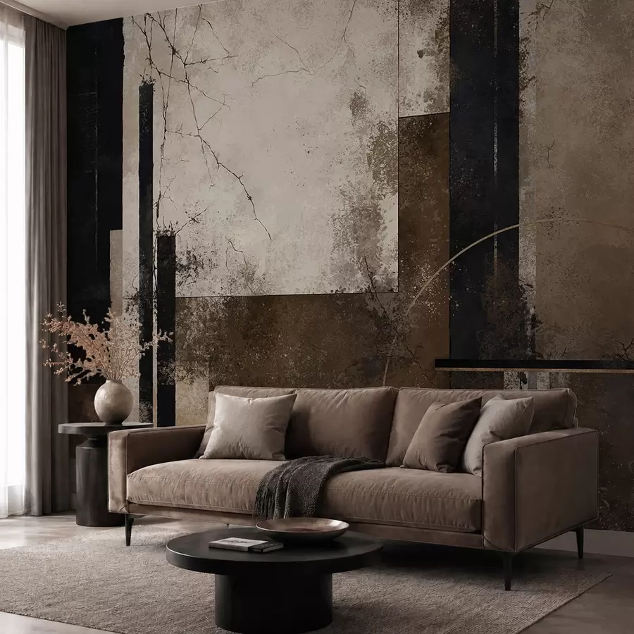 Wall Mural Photo Wallpaper Abstract composition with dark lines and textures w05541