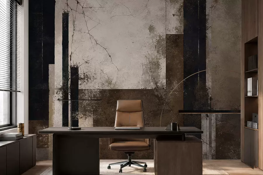 wall murals Abstract composition with dark lines and textures w05541