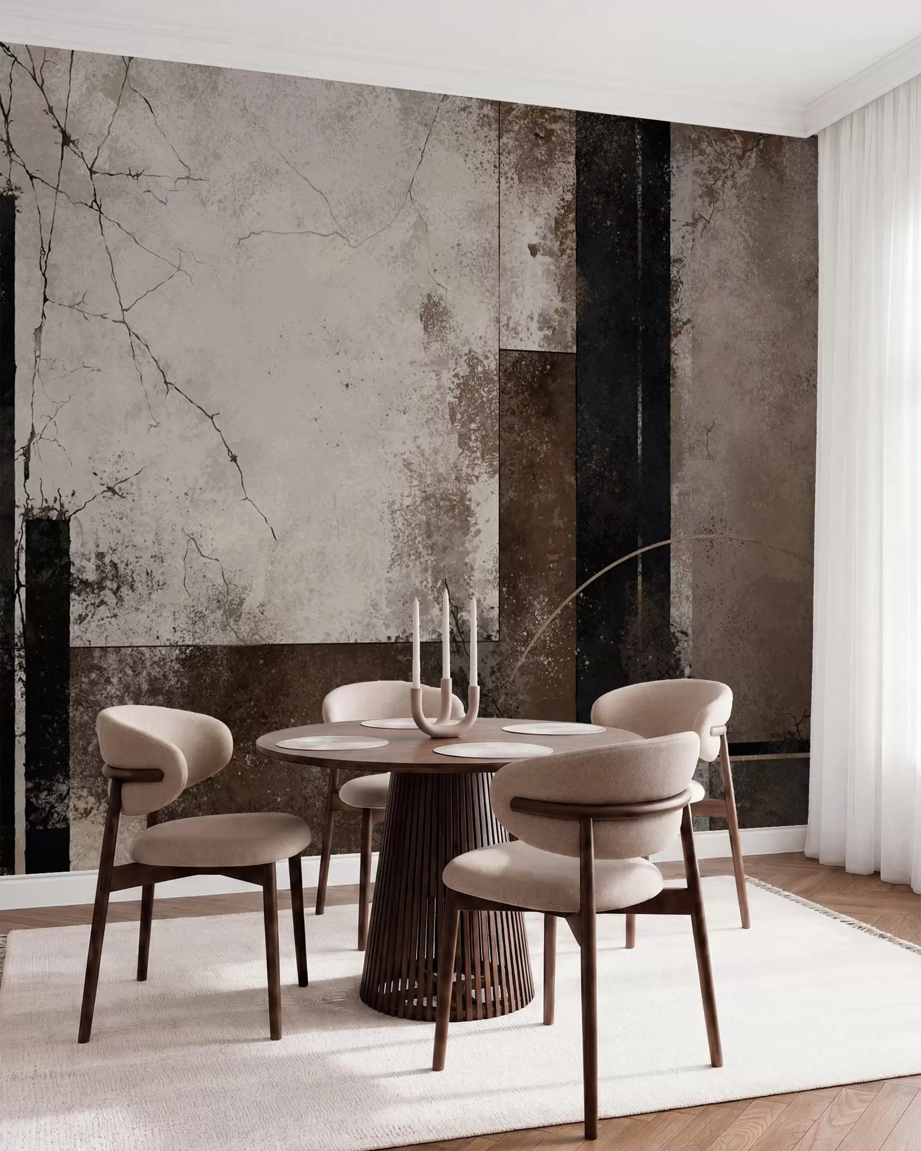 wall murals Abstract composition with dark lines and textures w05541