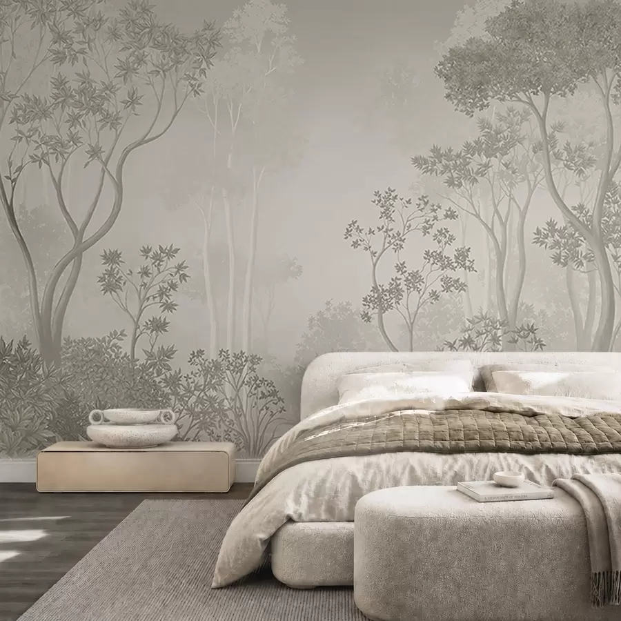 Wall Mural Photo Wallpaper Light misty forest in soft neutral tones w05700v1
