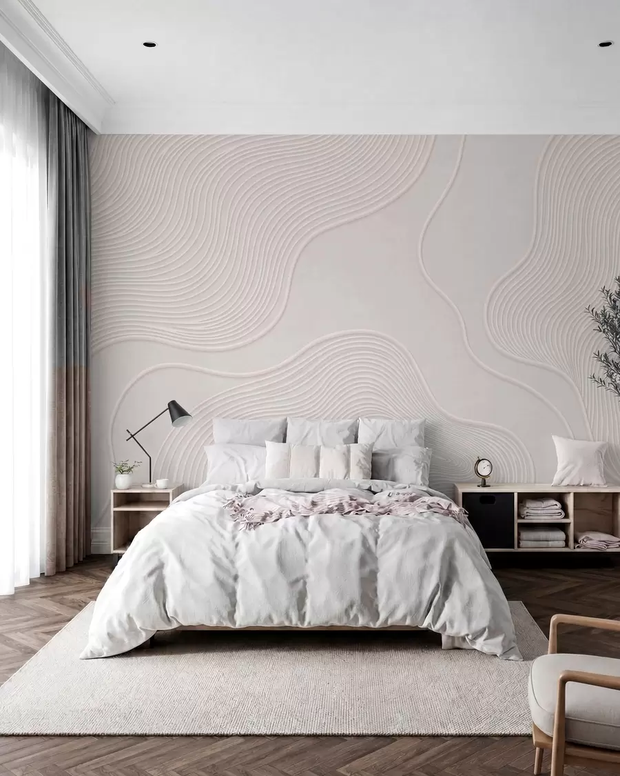 wall murals Abstract relief with flowing wavy lines w05689