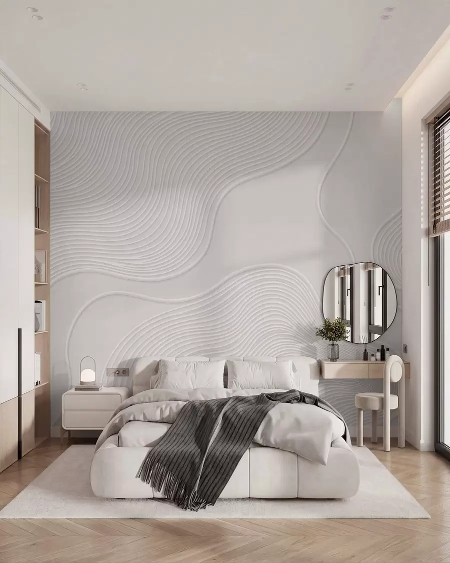 wall murals Abstract relief with flowing wavy lines w05689