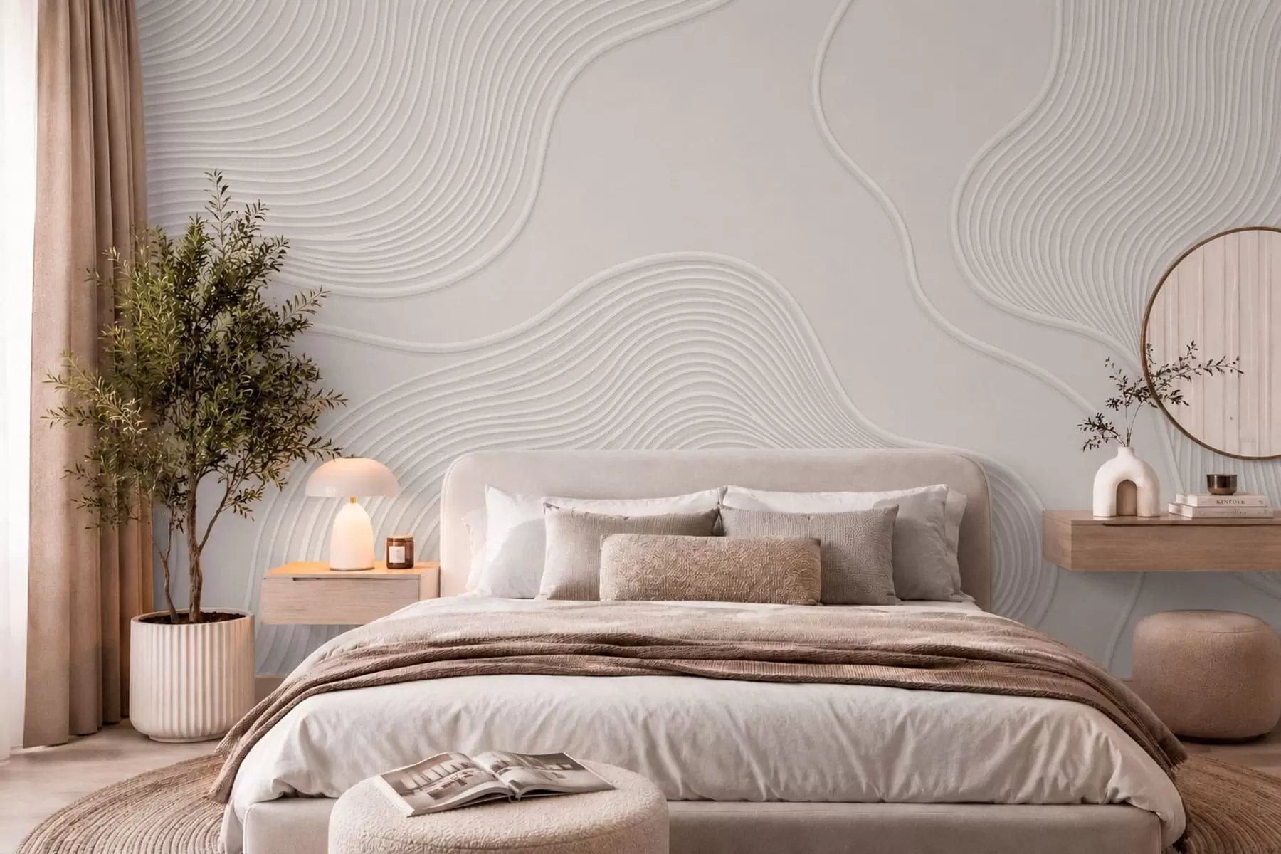 peintures murales Relief abstrait orné de lignes ondulées fluides w05689