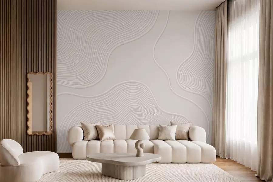 peintures murales Relief abstrait orné de lignes ondulées fluides w05689