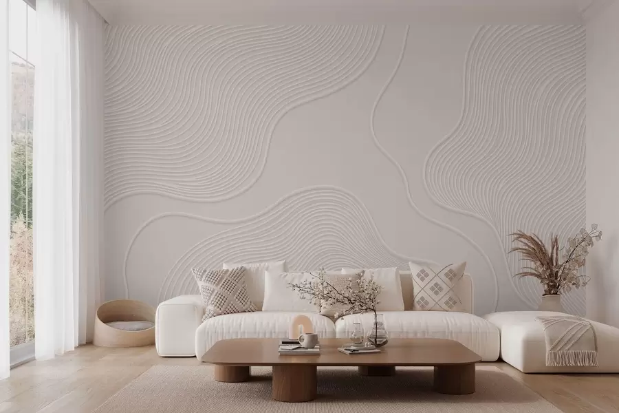 peintures murales Relief abstrait orné de lignes ondulées fluides w05689