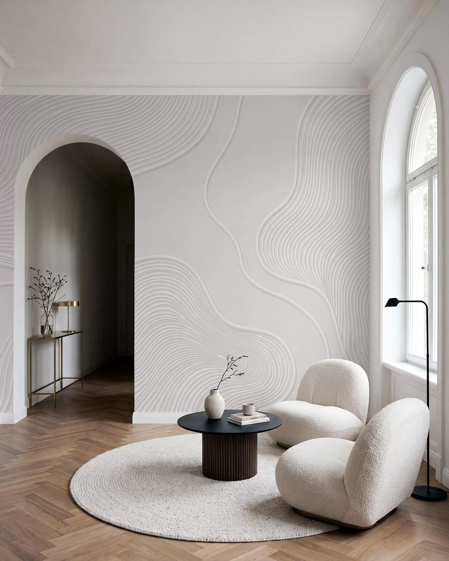 wall murals Abstract relief with flowing wavy lines w05689