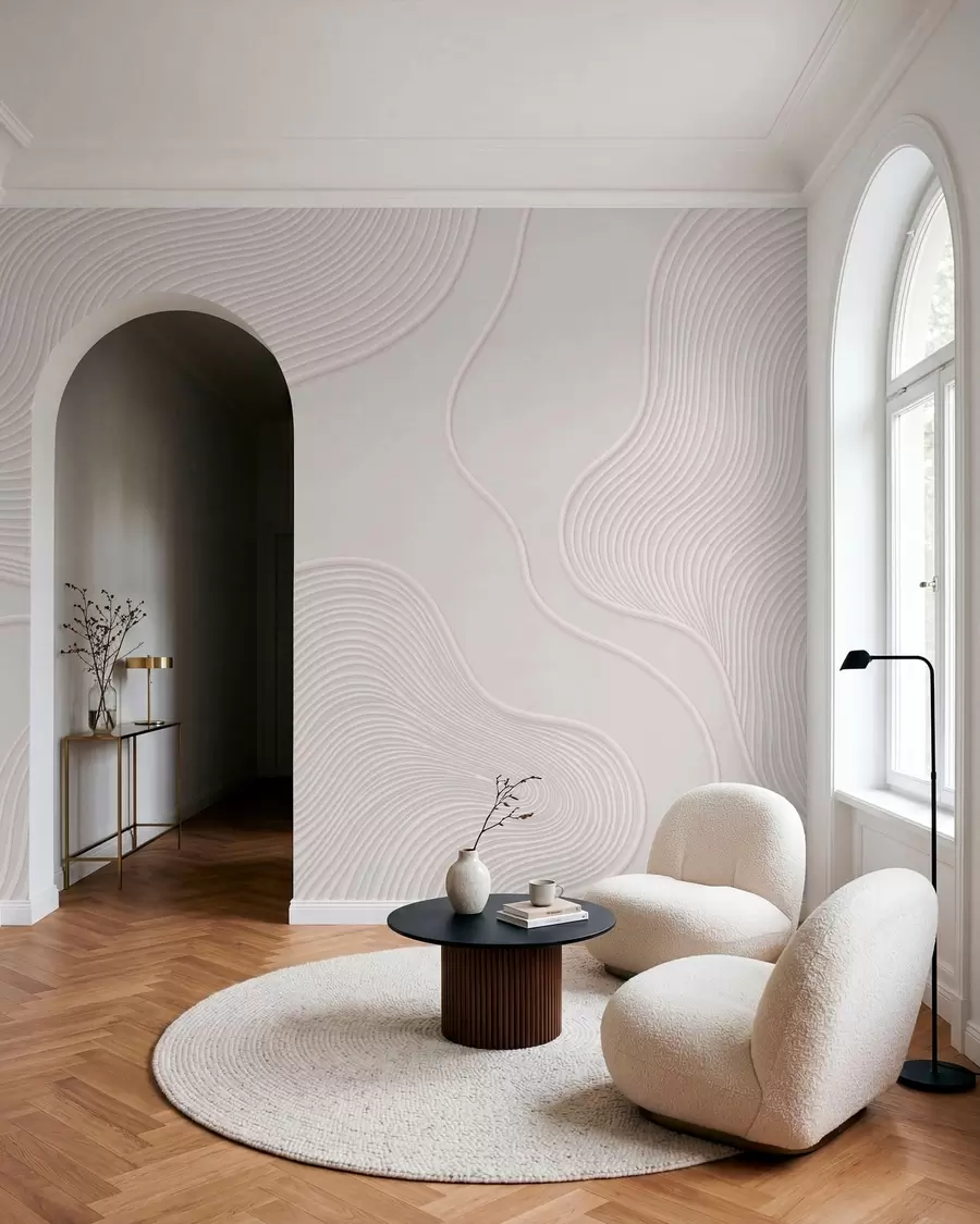 wall murals Abstract relief with flowing wavy lines w05689