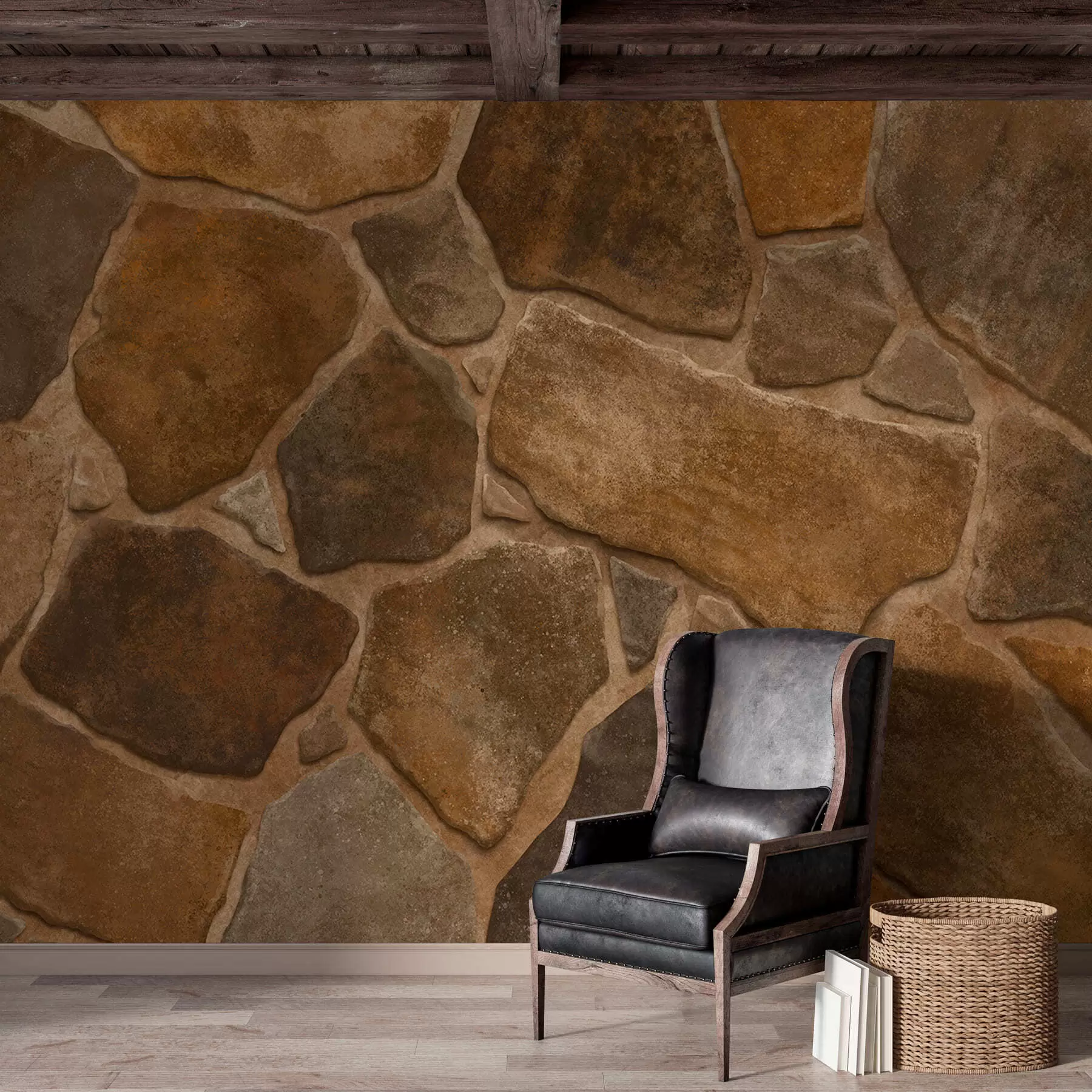 Wall Mural Photo Wallpaper Natural stone masonry texture with irregular shapes w05690