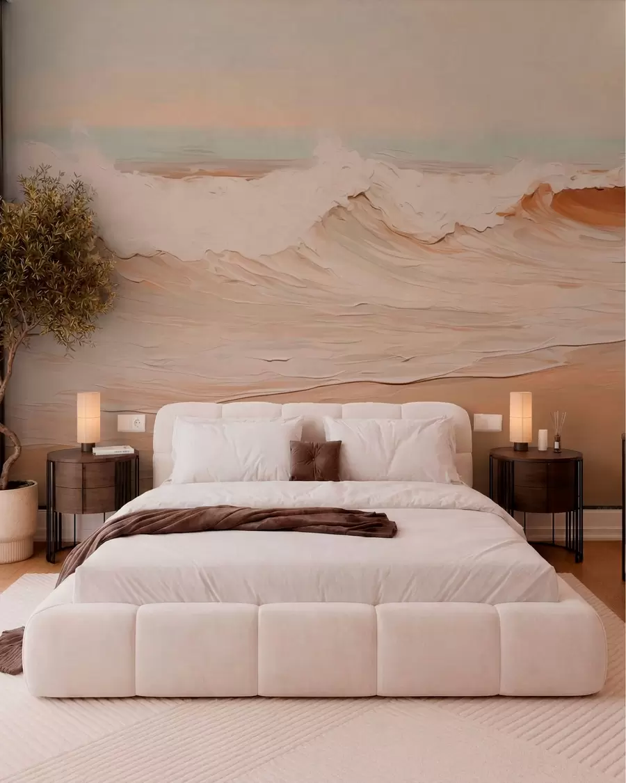 Wall Mural Photo Wallpaper Abstract ocean waves in pastel tones w05697