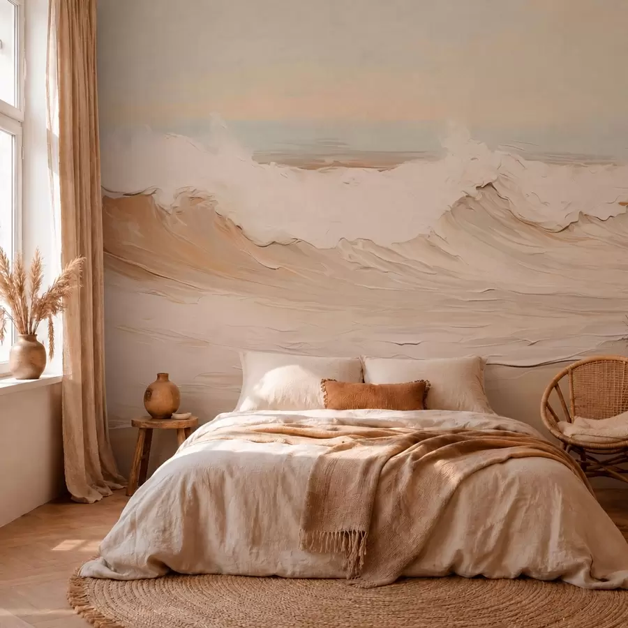 Wall Mural Photo Wallpaper Abstract ocean waves in pastel tones w05697