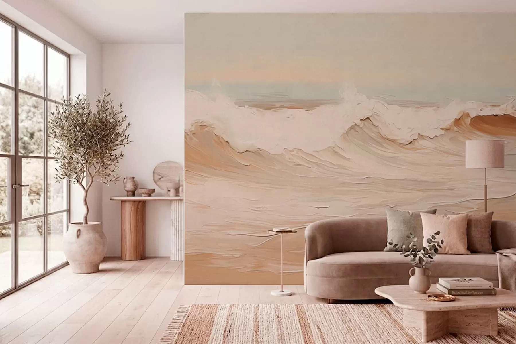 wall murals Abstract ocean waves in pastel tones w05697