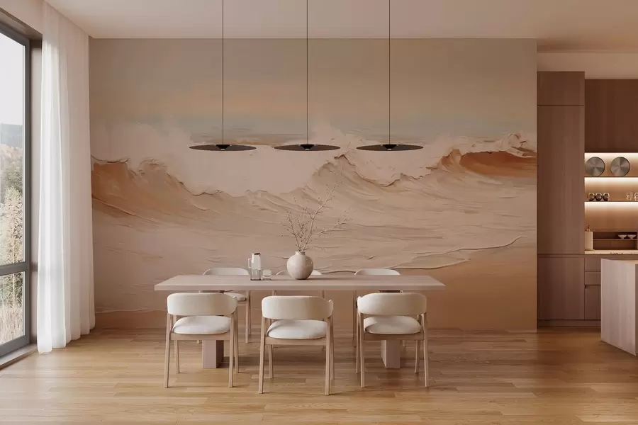 peintures murales Vagues océaniques abstraites dans des tons pastel w05697