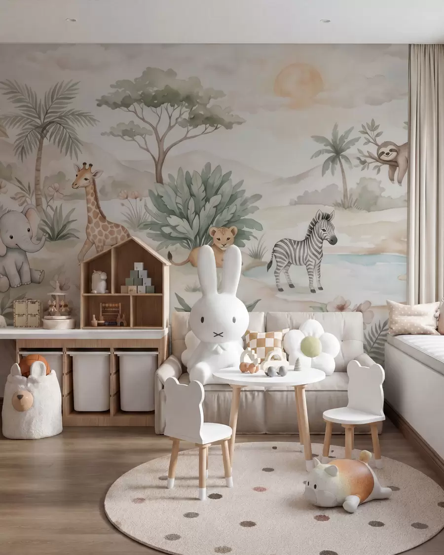 Wall Mural Photo Wallpaper Watercolor Safari w09888