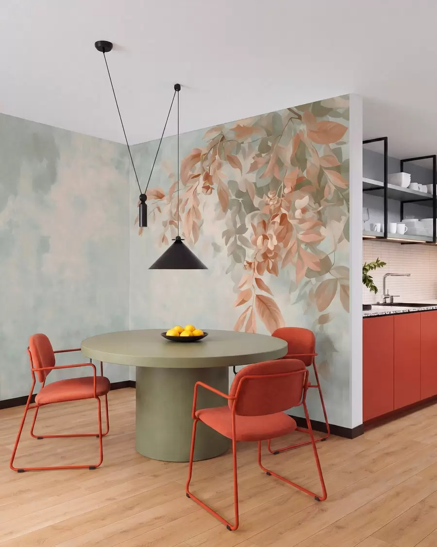wall murals tree branches against a varied retro background w05385