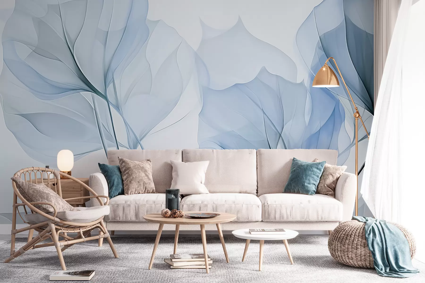 peintures murales Nervures de feuilles, feuilles abstraites w05109