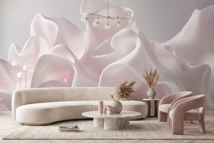 Wall Mural Photo Wallpaper Airy silk waves in soft blush pink tones w09858