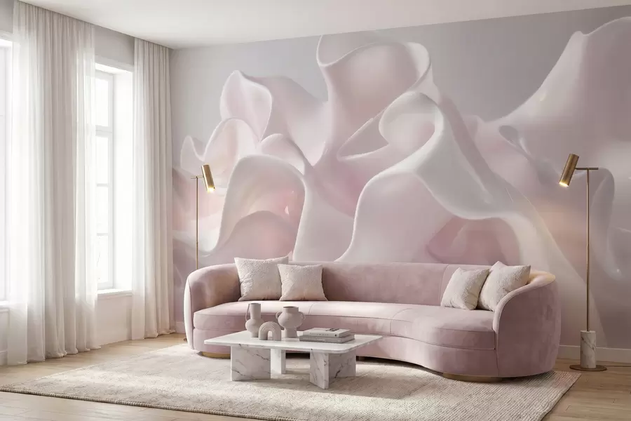 Wall Mural Photo Wallpaper Airy silk waves in soft blush pink tones w09858