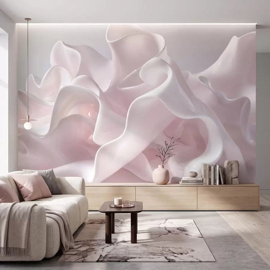 Wall Mural Photo Wallpaper Airy silk waves in soft blush pink tones w09858