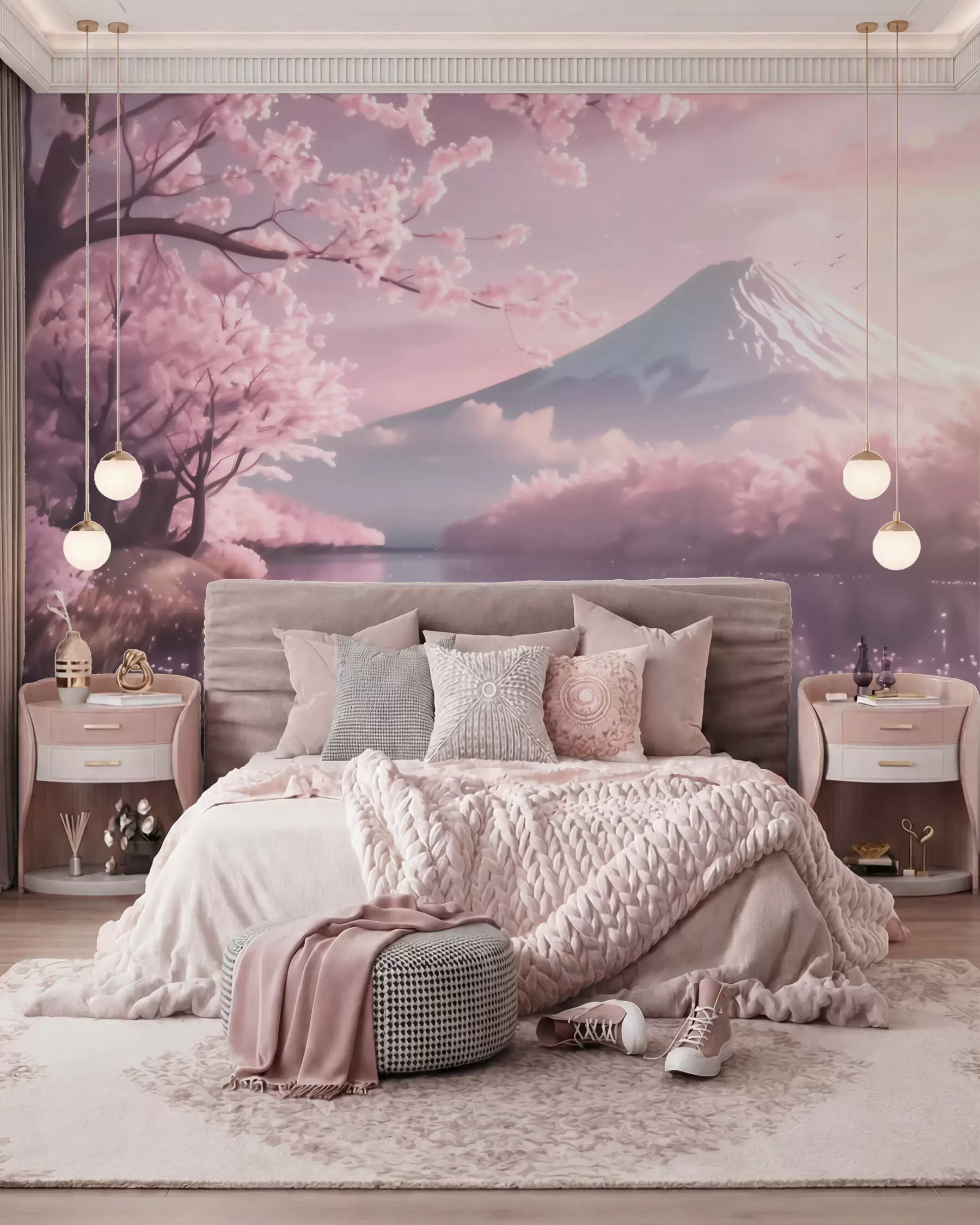 Wall Mural Photo Wallpaper Blossom over a Mountain Lake w09864