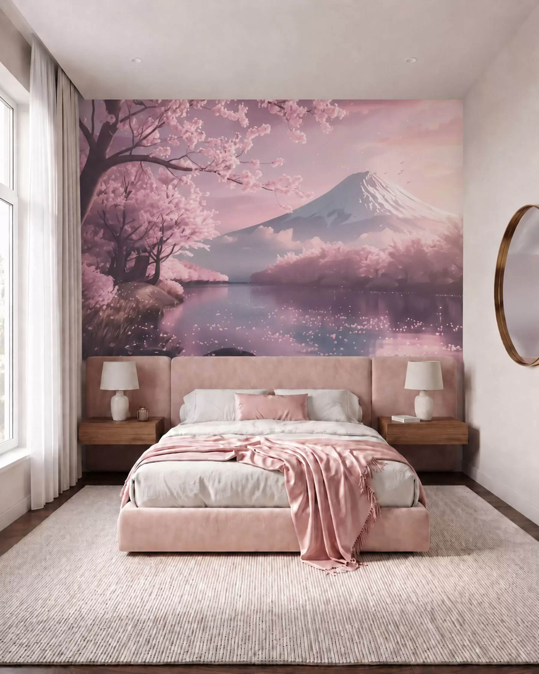 peintures murales Fleurs sur un lac de montagne w09864