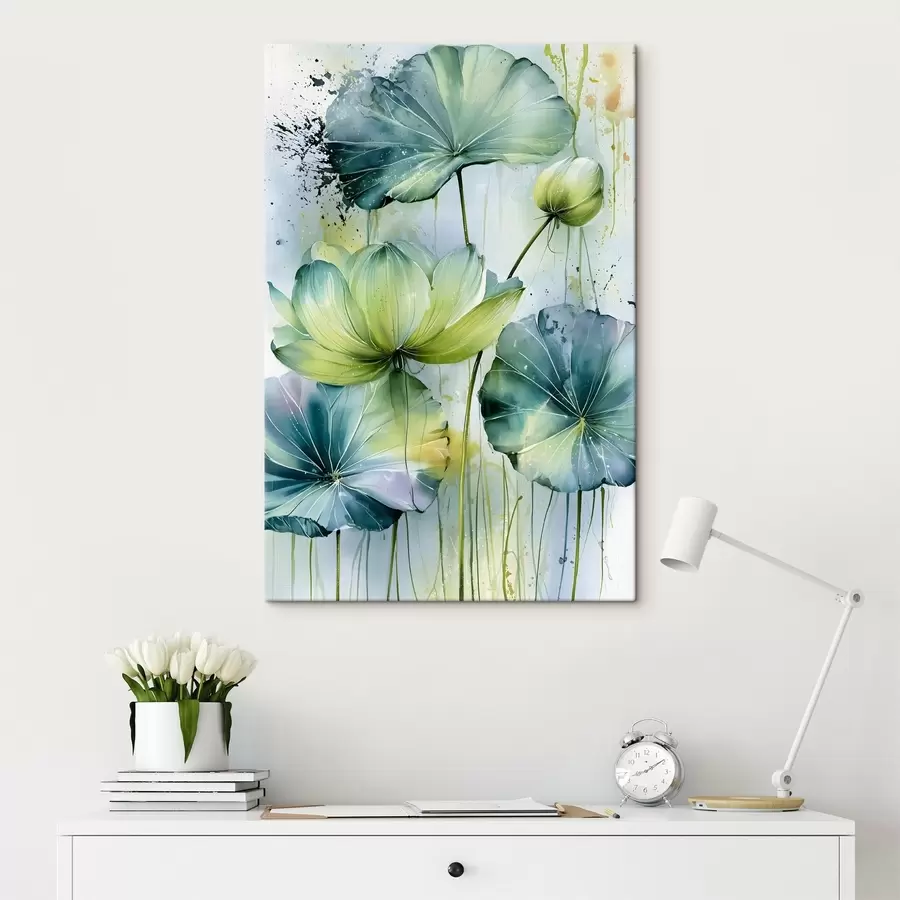 wall murals watercolour-style lilies s49563