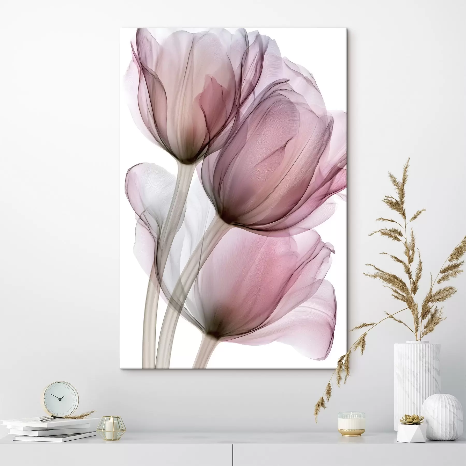 murales elegantes tulipanes semitransparentes s49564