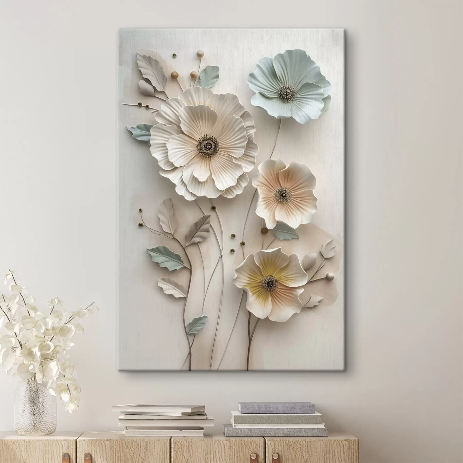 wall murals a floral arrangement with a three-dimensional effect s49568
