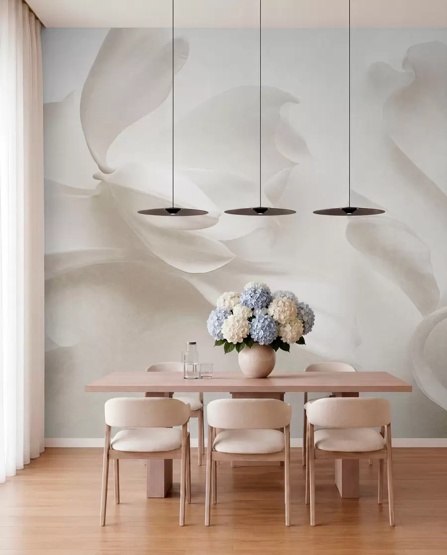 Wall Mural Photo Wallpaper Textured white magnolia flowers with delicate petals, blurred light background w09771