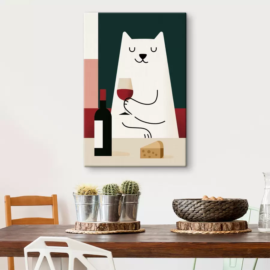 wall murals Cat with a Glass of Wine s49624