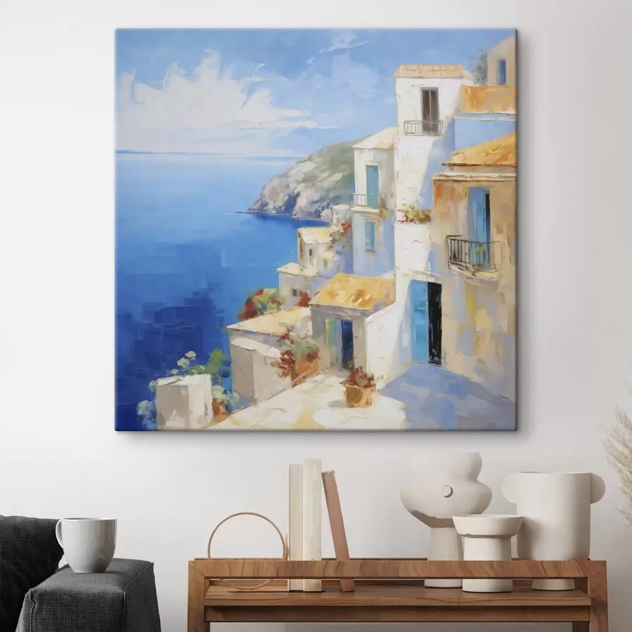wall murals City by the sea imitation of painting s49590