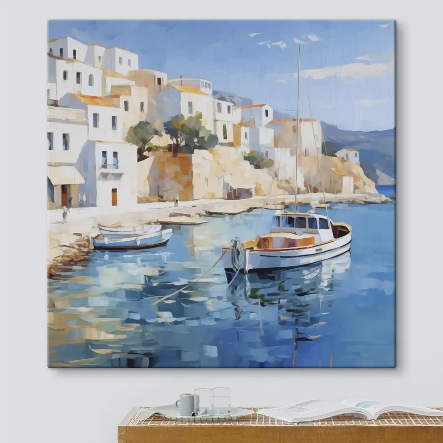 wall murals Coastal town imitation painting s49591