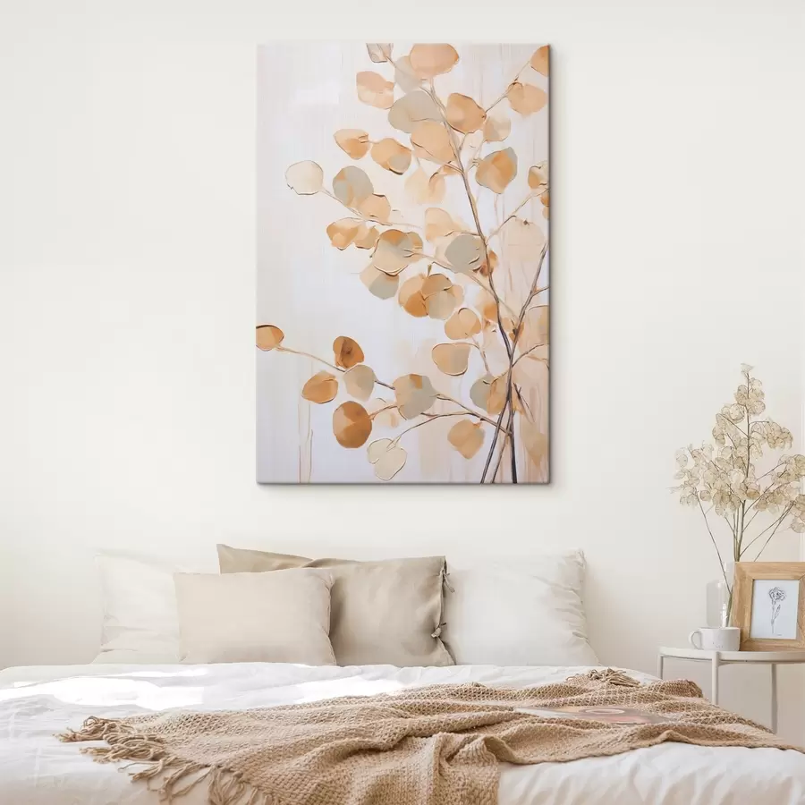 wall murals Twig with leaves imitation of painting s49594